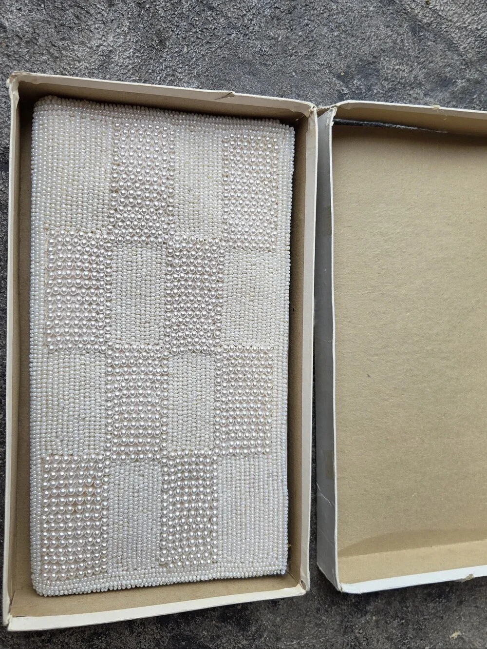Pearl-Embellished Cream Beaded Wristlet Clutch Handmade Italian Beaded Art Deco
